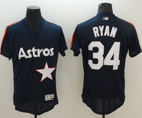 Astros #34 Nolan Ryan Navy Blue Flexbase Authentic Collection Cooperstown Stitched MLB Jersey - Click Image to Close